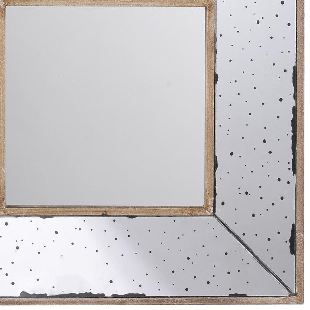 12" Square Wall Mounted Vintage Style Glass Frame Accent Mirror - Bed & Bath