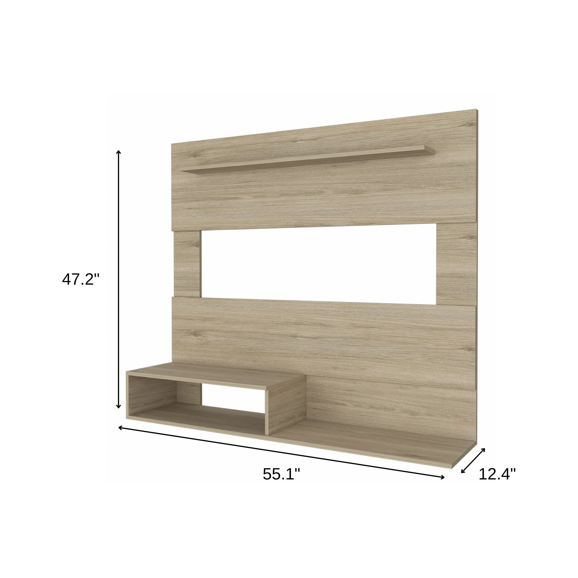 55" Light Pine Open Shelving Entertainment Center - Living Room