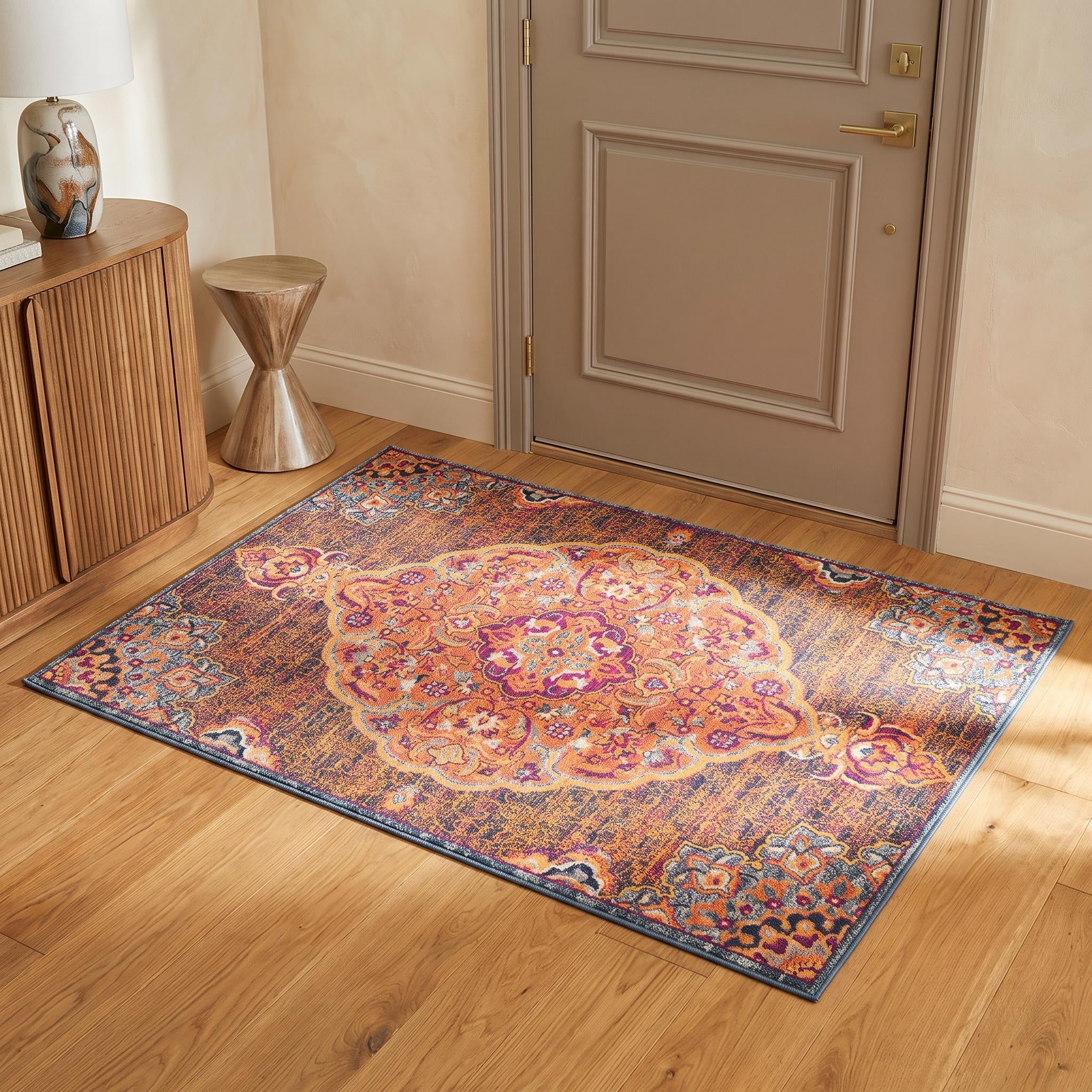 3' X 5' Orange And Pink Abstract Area Rug - Home & Garden