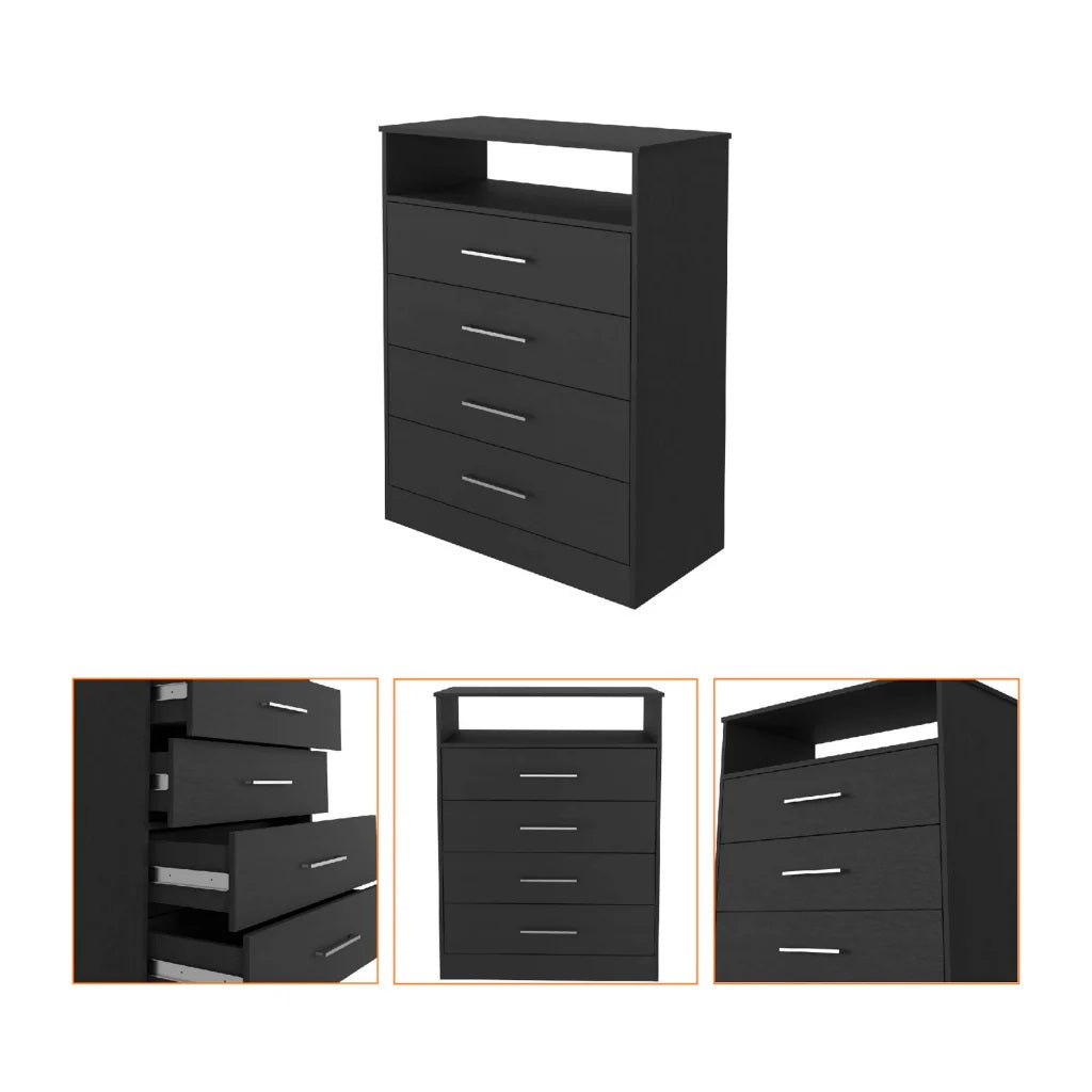 31" Black Four Drawer Vertical Dresser