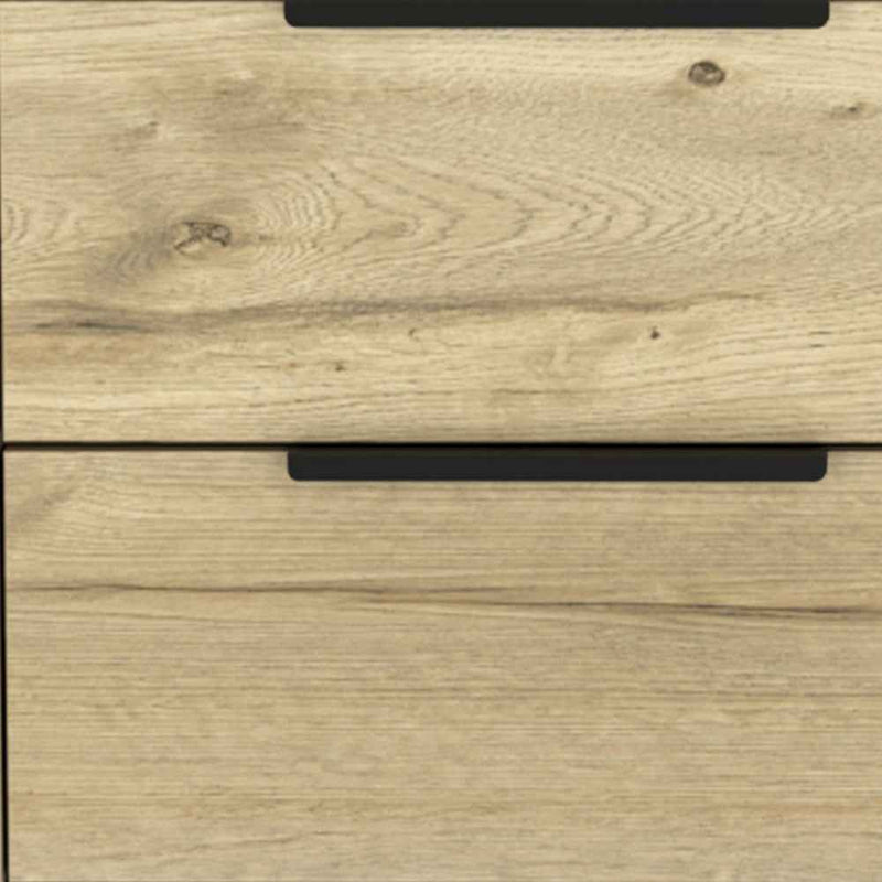 22" Oak Wood Two Drawer Nightstand