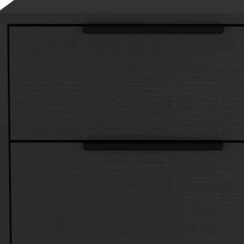 22" Black Wood Two Drawer Nightstand