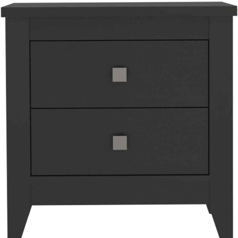24" Black Wood Two Drawer Nightstand