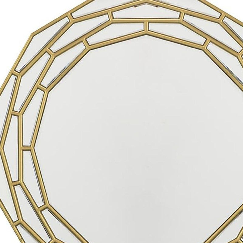 35" Gold Round Framed Accent Mirror - Bed & Bath