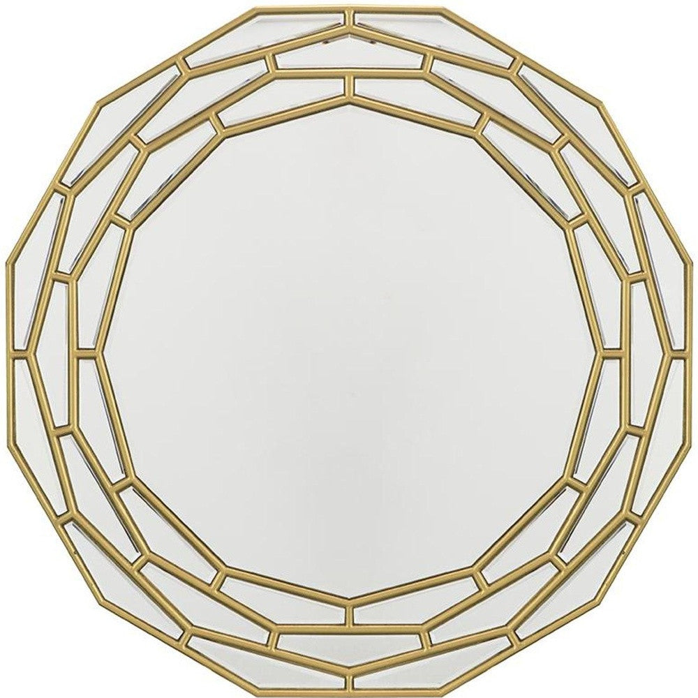35" Gold Round Framed Accent Mirror - Bed & Bath