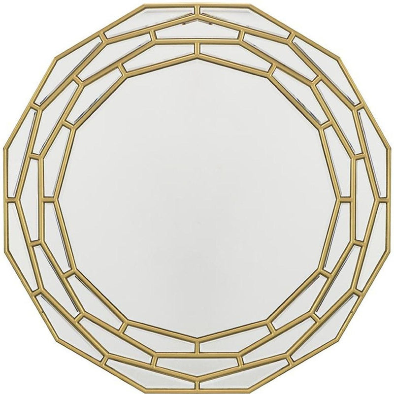 35" Gold Round Framed Accent Mirror - Bed & Bath