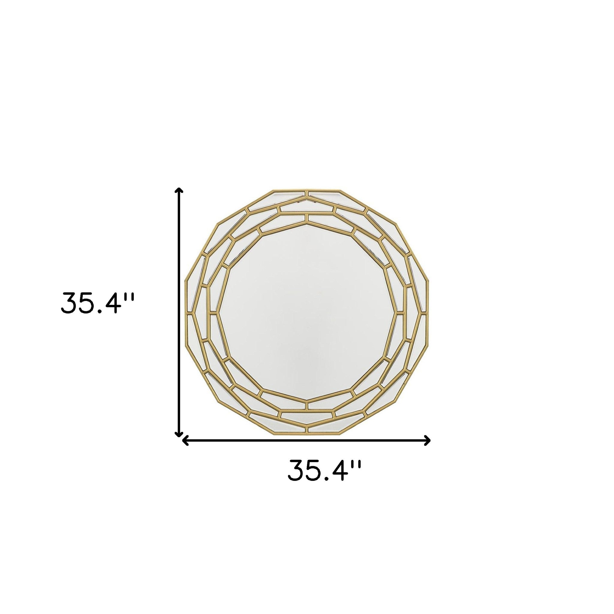 35" Gold Round Framed Accent Mirror - Bed & Bath