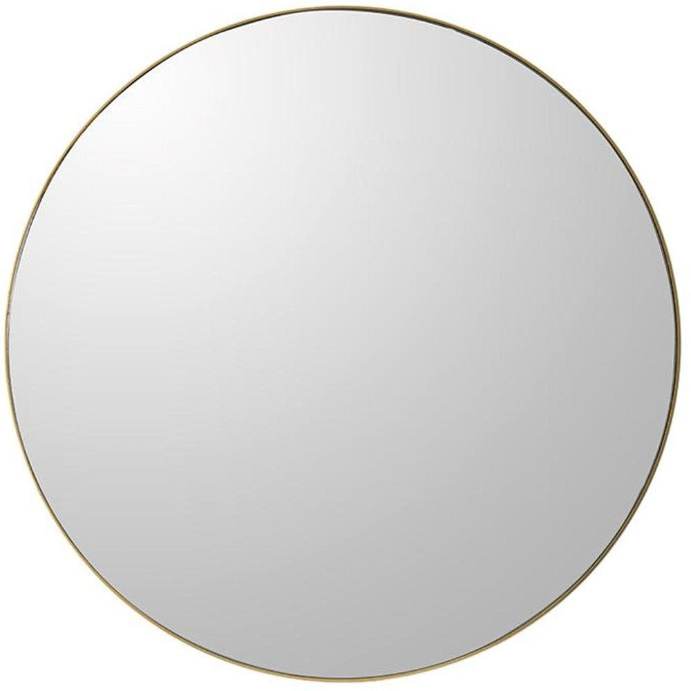 30" Gold Round Wood Framed Accent Mirror - Bed & Bath