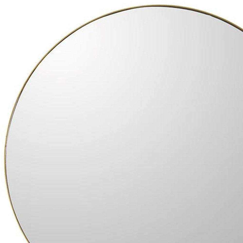 30" Gold Round Wood Framed Accent Mirror - Bed & Bath