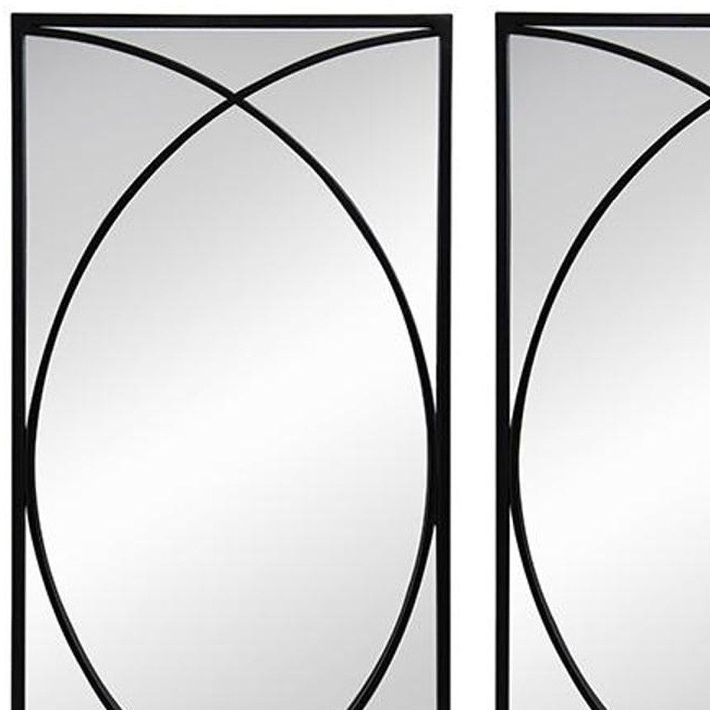 Set of Three Black Iron Framed Accent Mirror - Bed & Bath