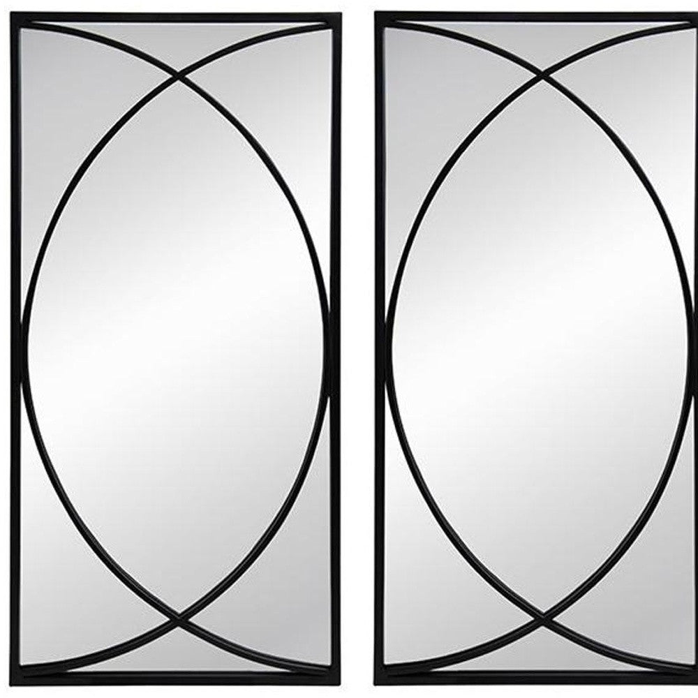 Set of Three Black Iron Framed Accent Mirror - Bed & Bath