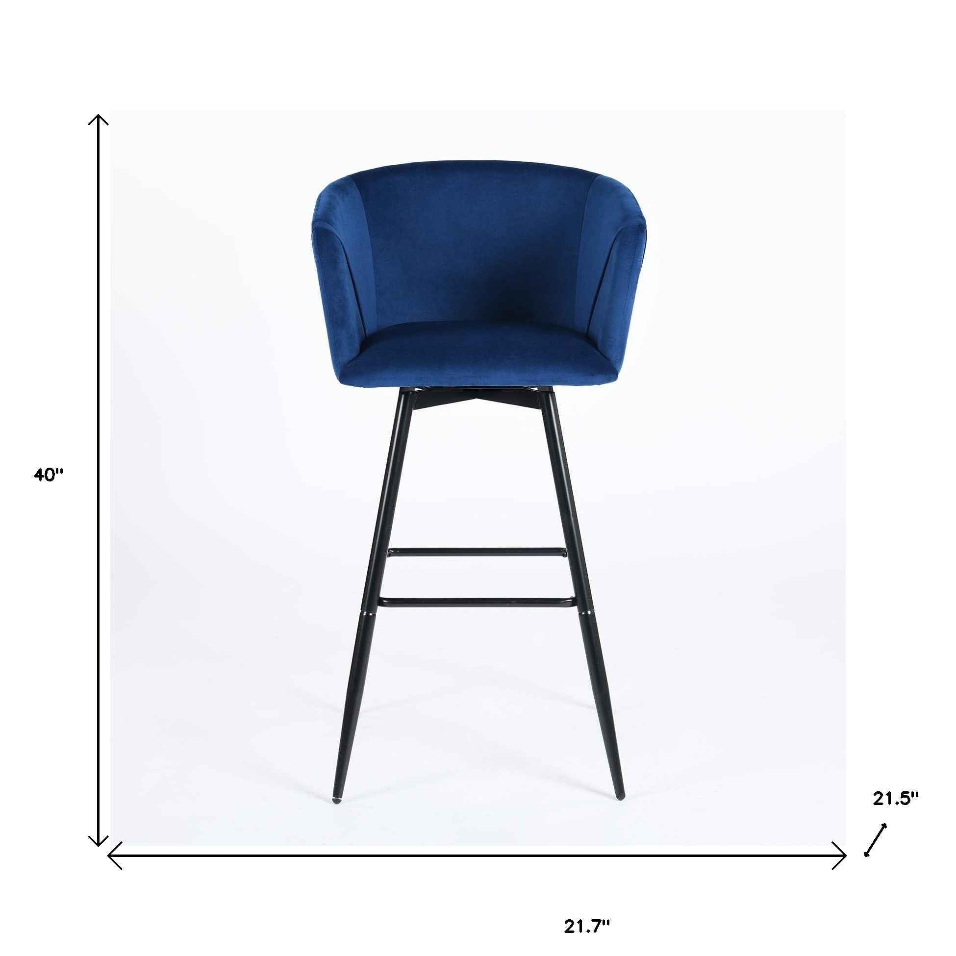 Set of Two 28" Rose And Black Velvet And Steel Low Back Bar Height Bar Chairs