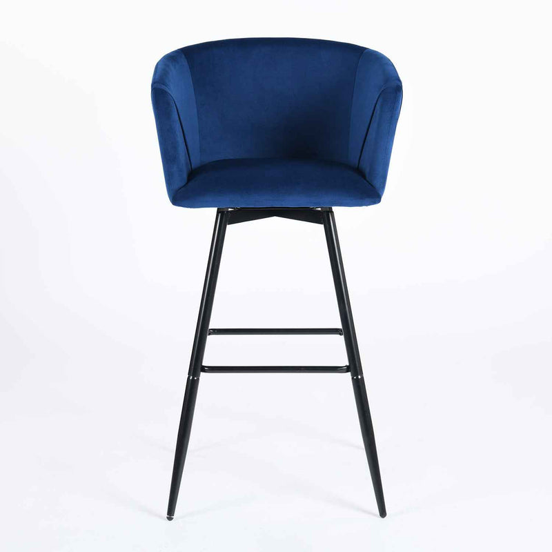 Set of Two 28" Rose And Black Velvet And Steel Low Back Bar Height Bar Chairs