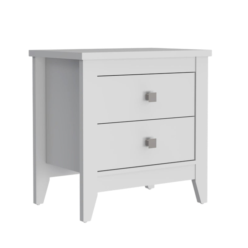 24" White Wood Two Drawer Nightstand - Bed & Bath