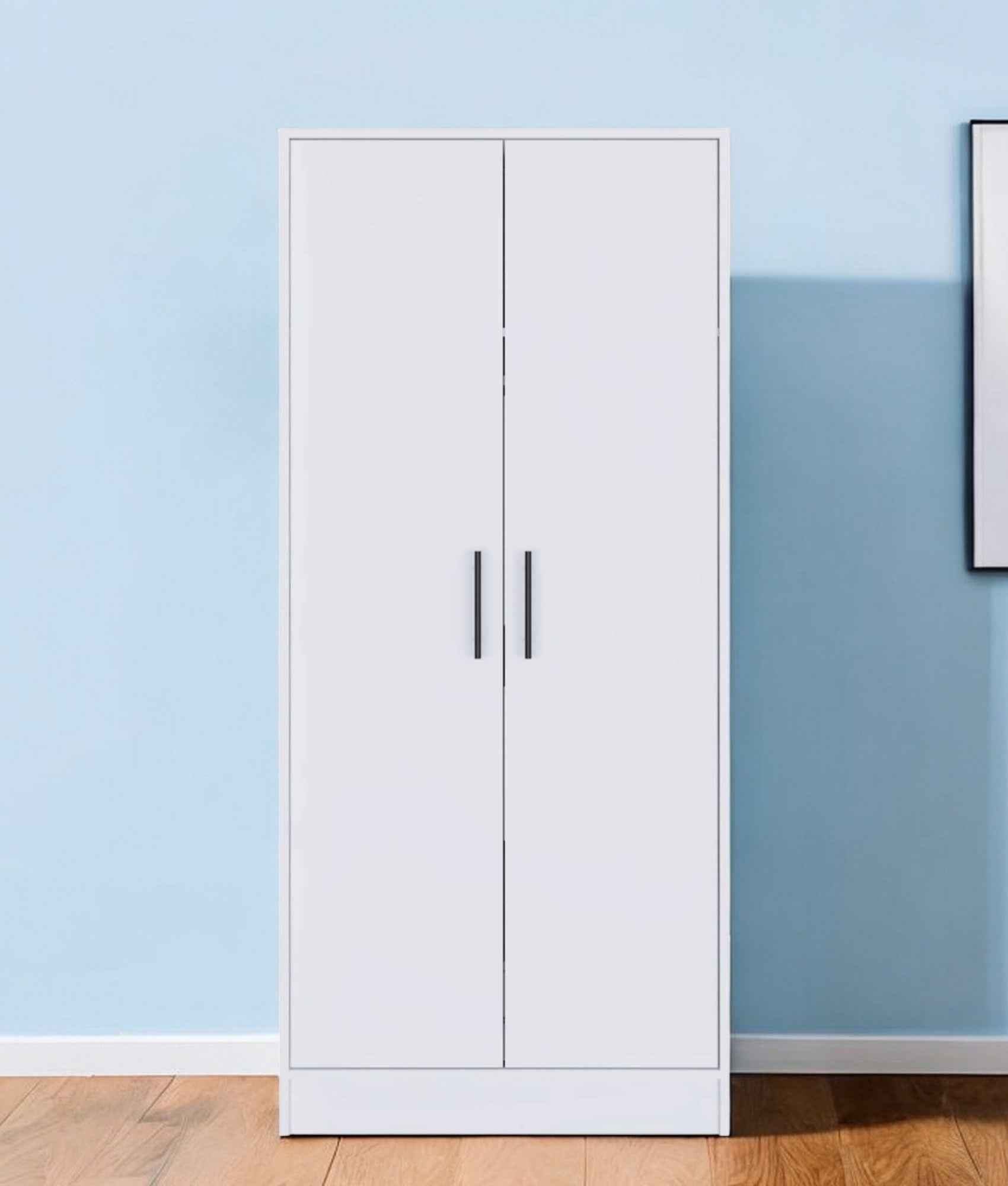 71" White Wood Two Door Single Drawer Combo Dresser