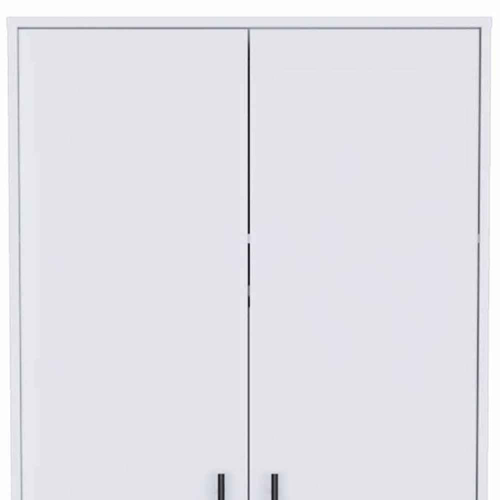 71" White Wood Two Door Single Drawer Combo Dresser