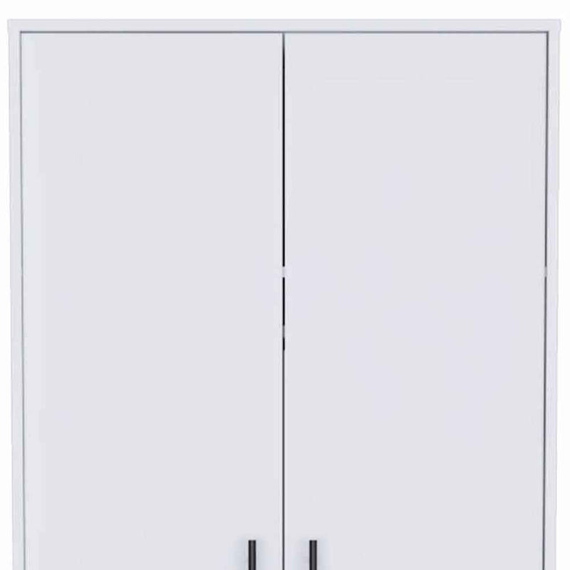 71" White Wood Two Door Single Drawer Combo Dresser