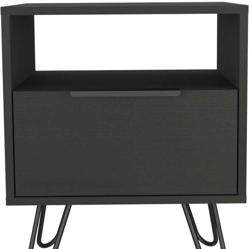 22" Black Wood Nightstand