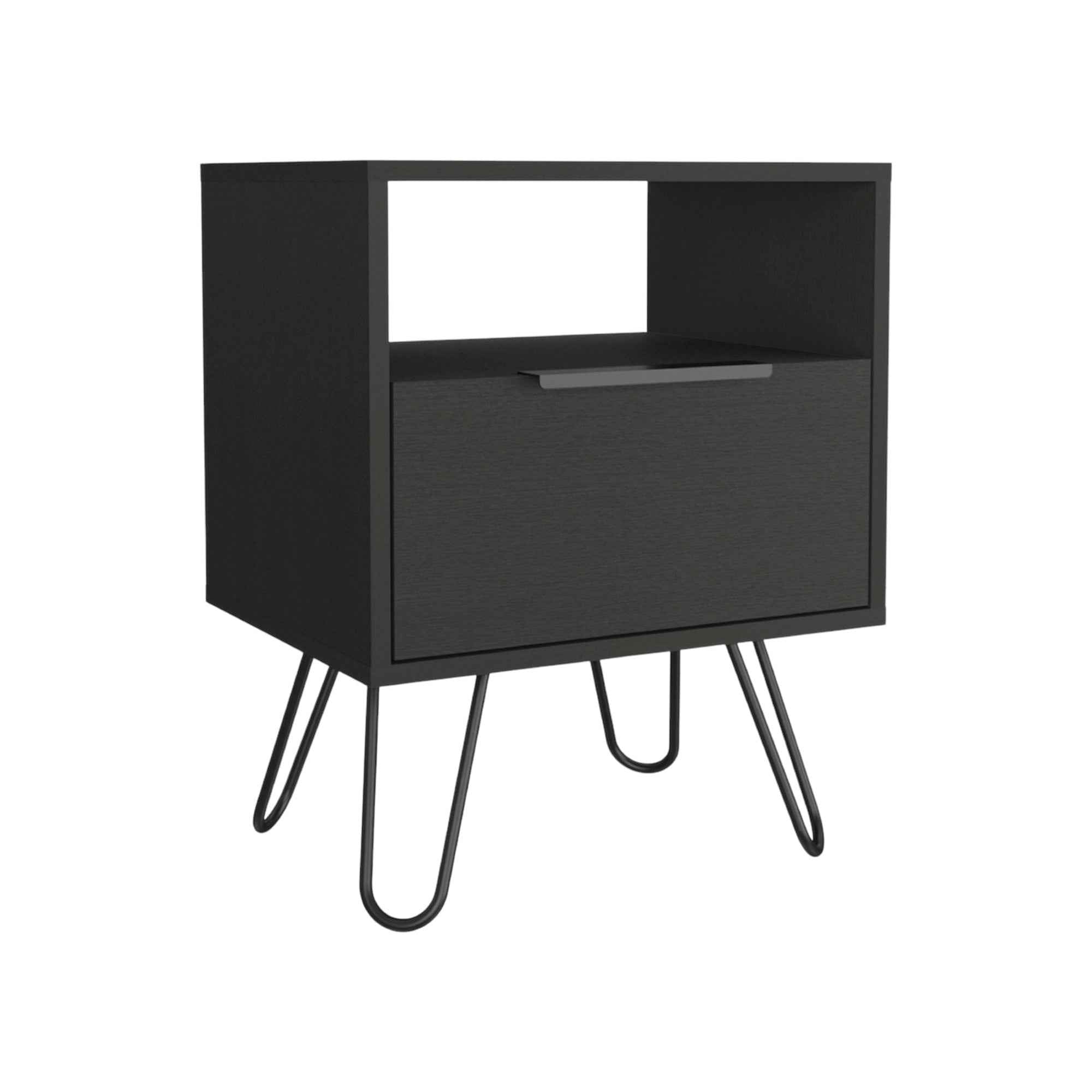 22" Black Wood Nightstand