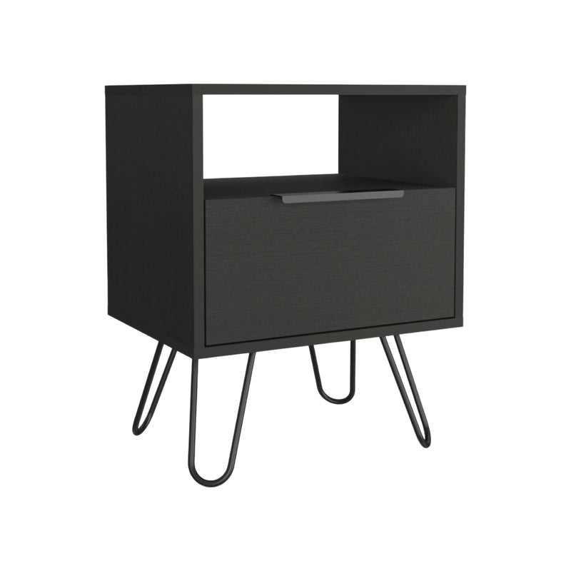 22" Black Wood One Drawer Nightstand - Bed & Bath