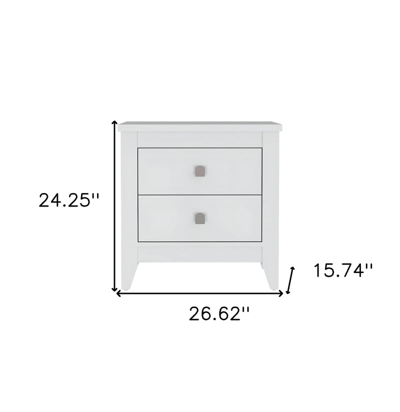 24" White Wood Two Drawer Nightstand - Bed & Bath