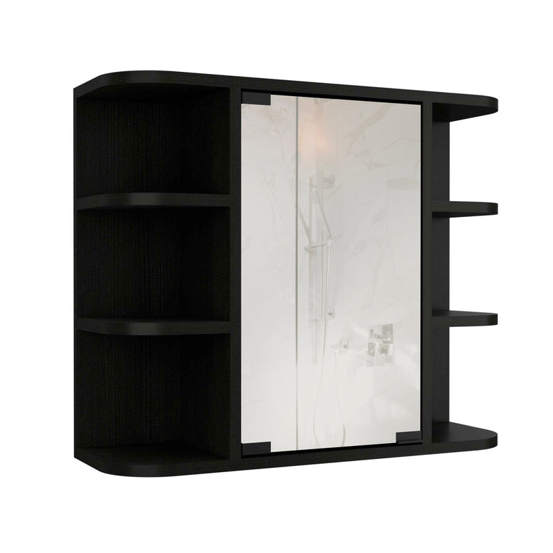 24" Black Wood Floating Double Door Bathroom Vanity And Medicine Cabinet With Mirror - Bed & Bath