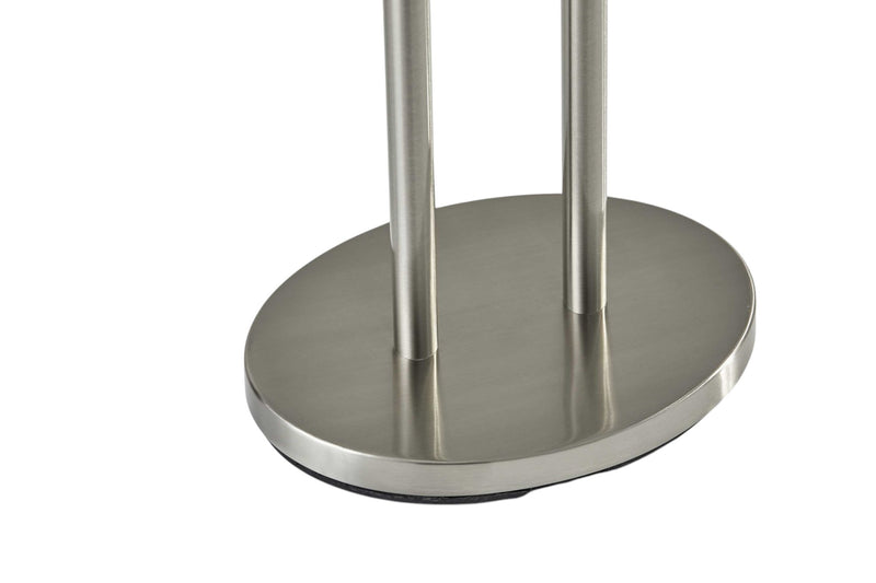 62" Silver Metal Task Floor Lamp With White Fabric Drum Shade - Lighting