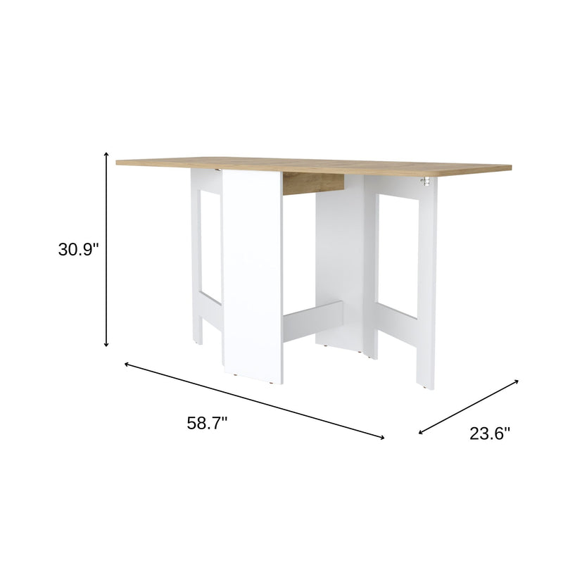 24" Brown And White Folding Sled Base Dining Table - Kitchen & Dining