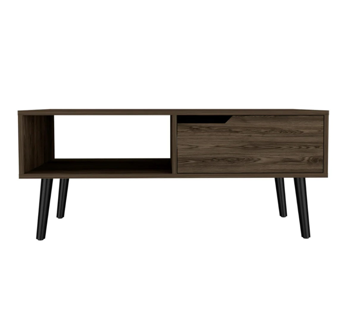 40" Brown And Black Coffee Table With Drawer And Shelf - Living Room