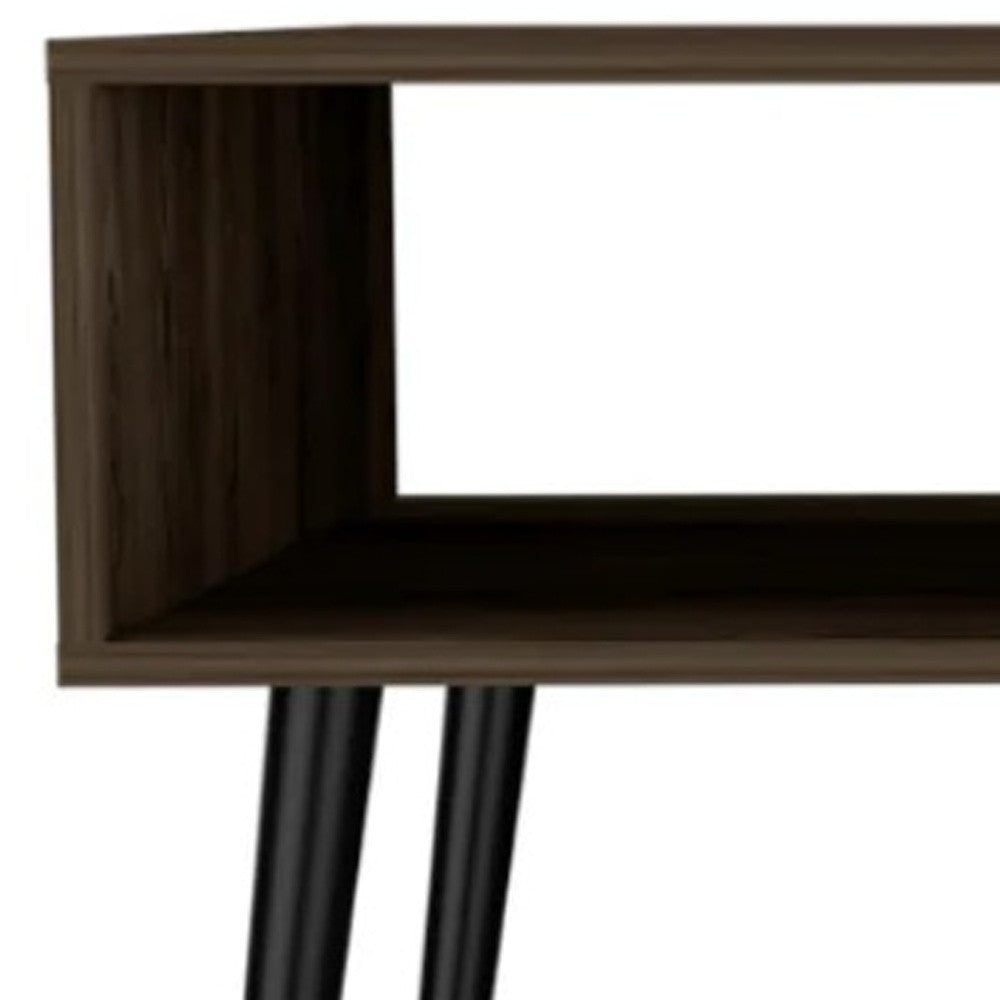 40" Brown And Black Coffee Table With Drawer And Shelf - Living Room