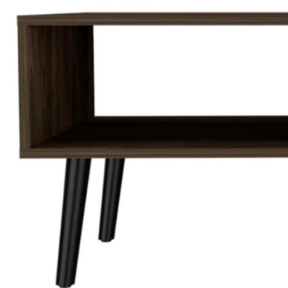40" Brown And Black Coffee Table With Drawer And Shelf - Living Room