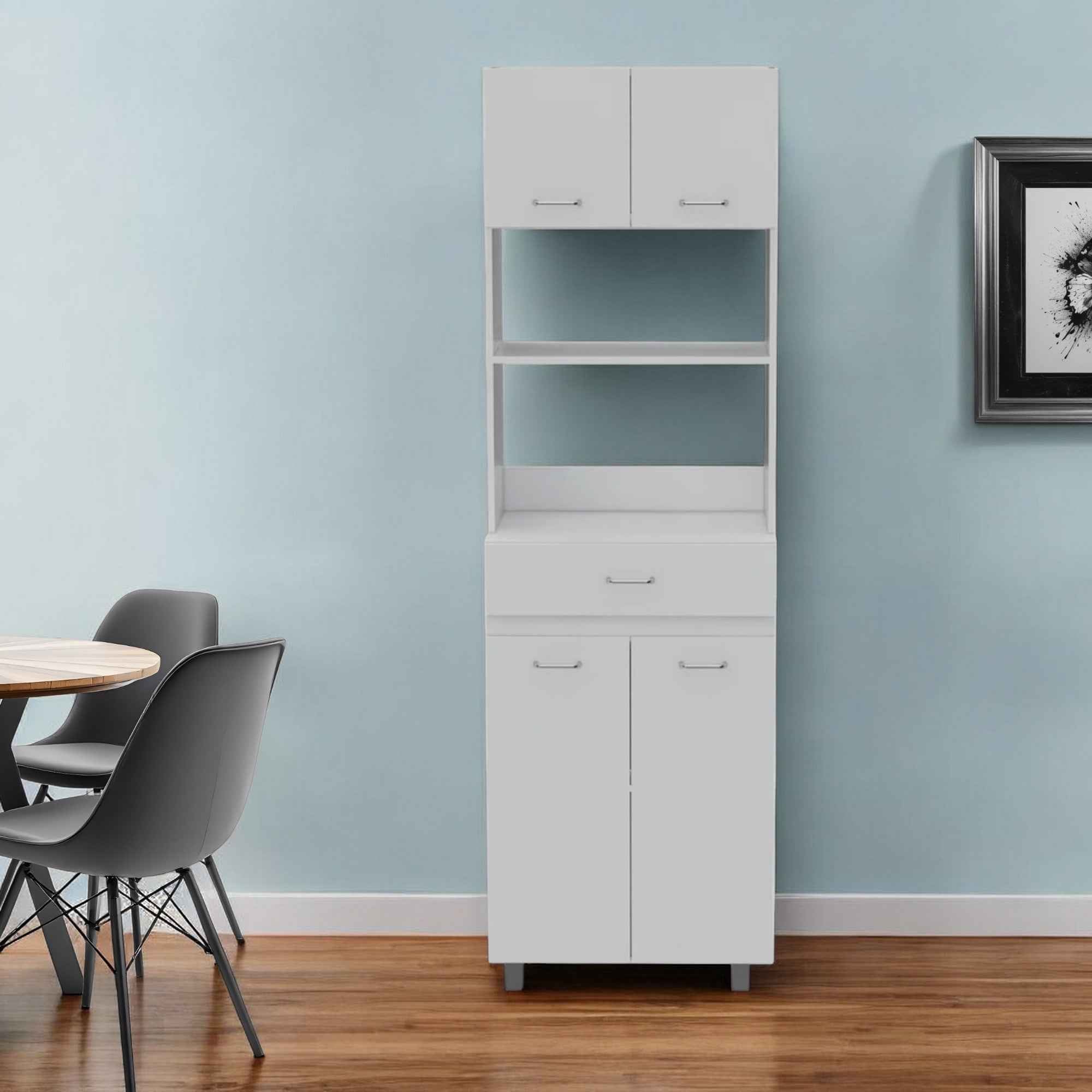 79" White Pantry Cabinet with Three Shelves