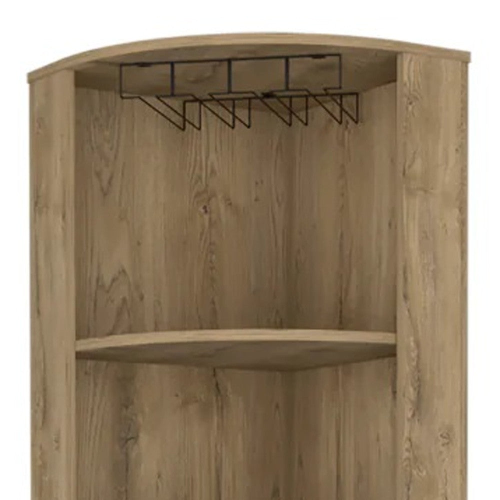 18" Natural Corner Bar Cabinet With Eleven Shelves - Kitchen & Dining