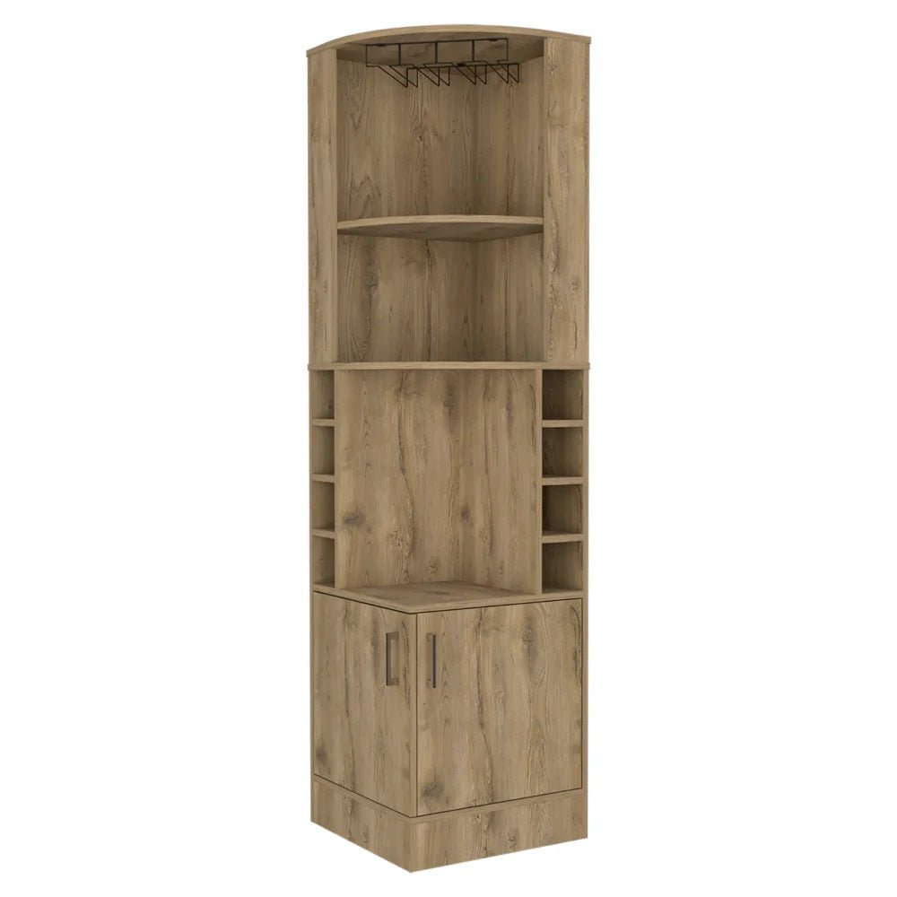 18" Natural Corner Bar Cabinet With Eleven Shelves - Kitchen & Dining