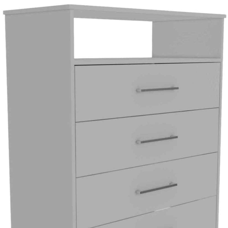 Modern White Four Drawer Dresser with Hutch