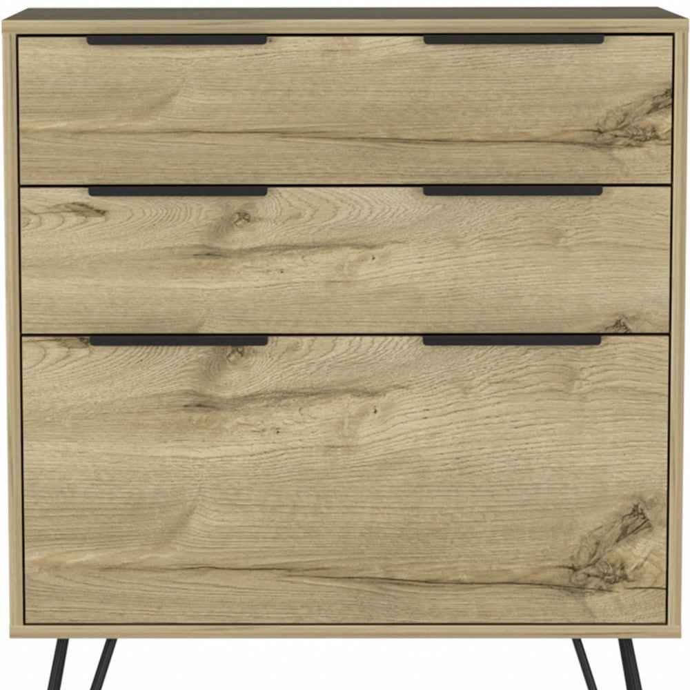 30" Brown and Black Three Drawer Dresser