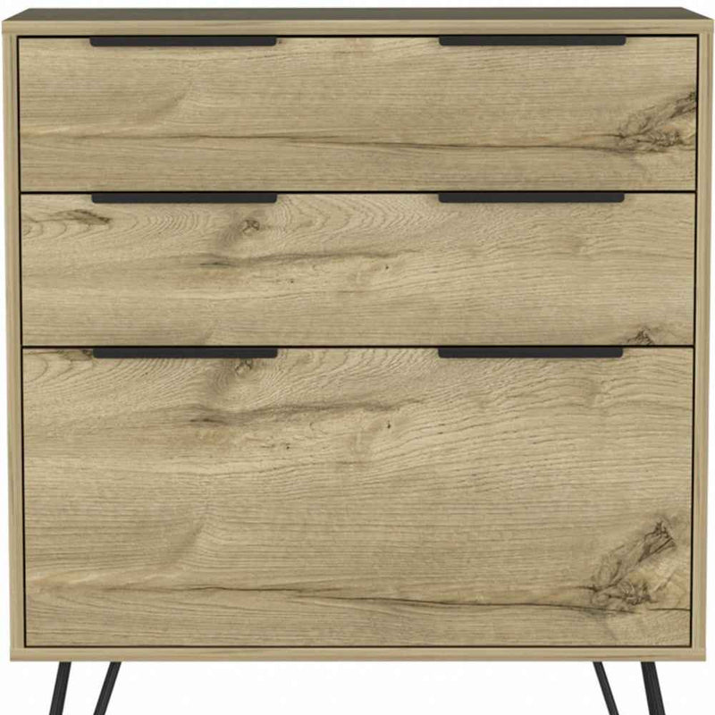 30" Brown and Black Three Drawer Dresser