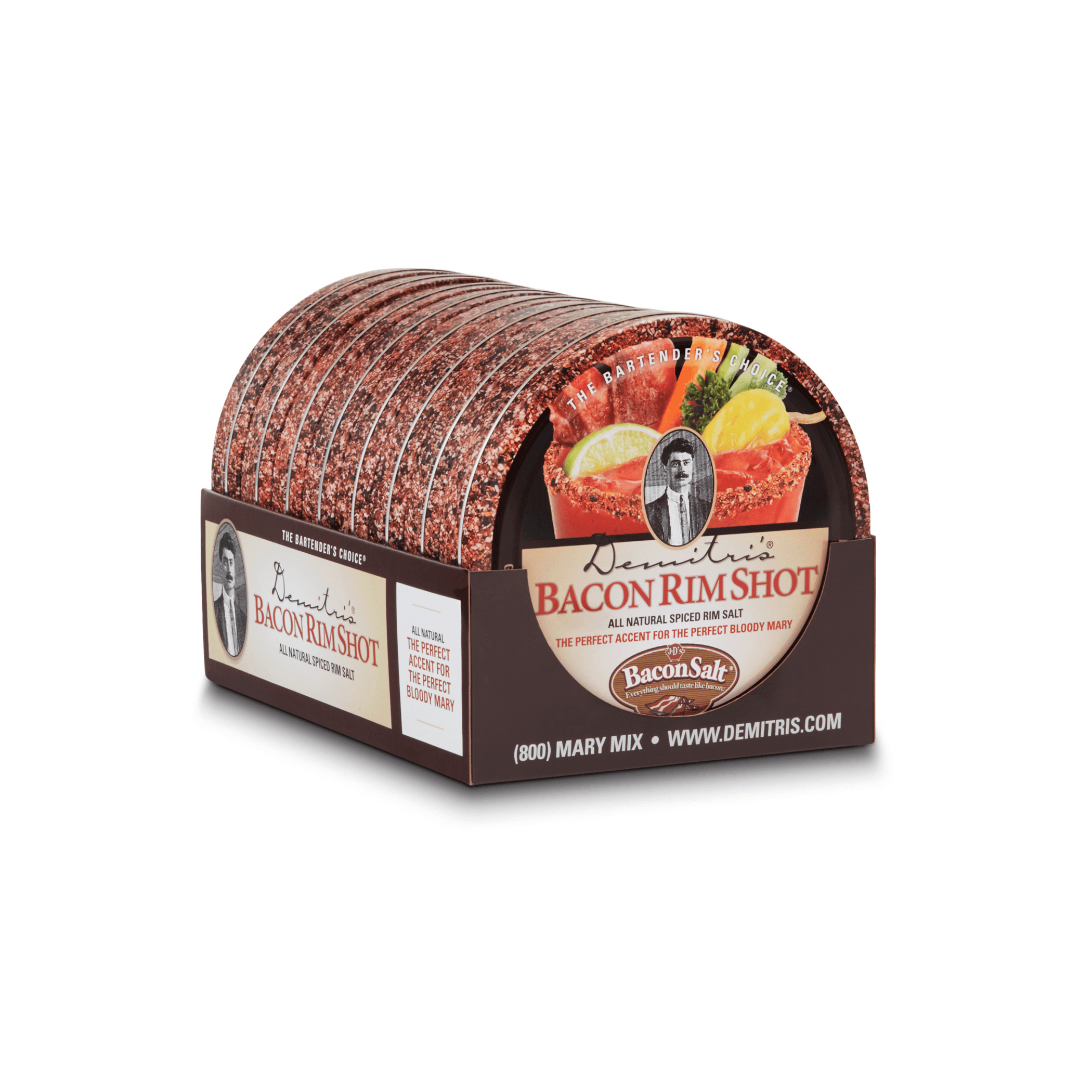 Bloody Mary rim salt mix package with Bacon Rimshot and BaconSalt label