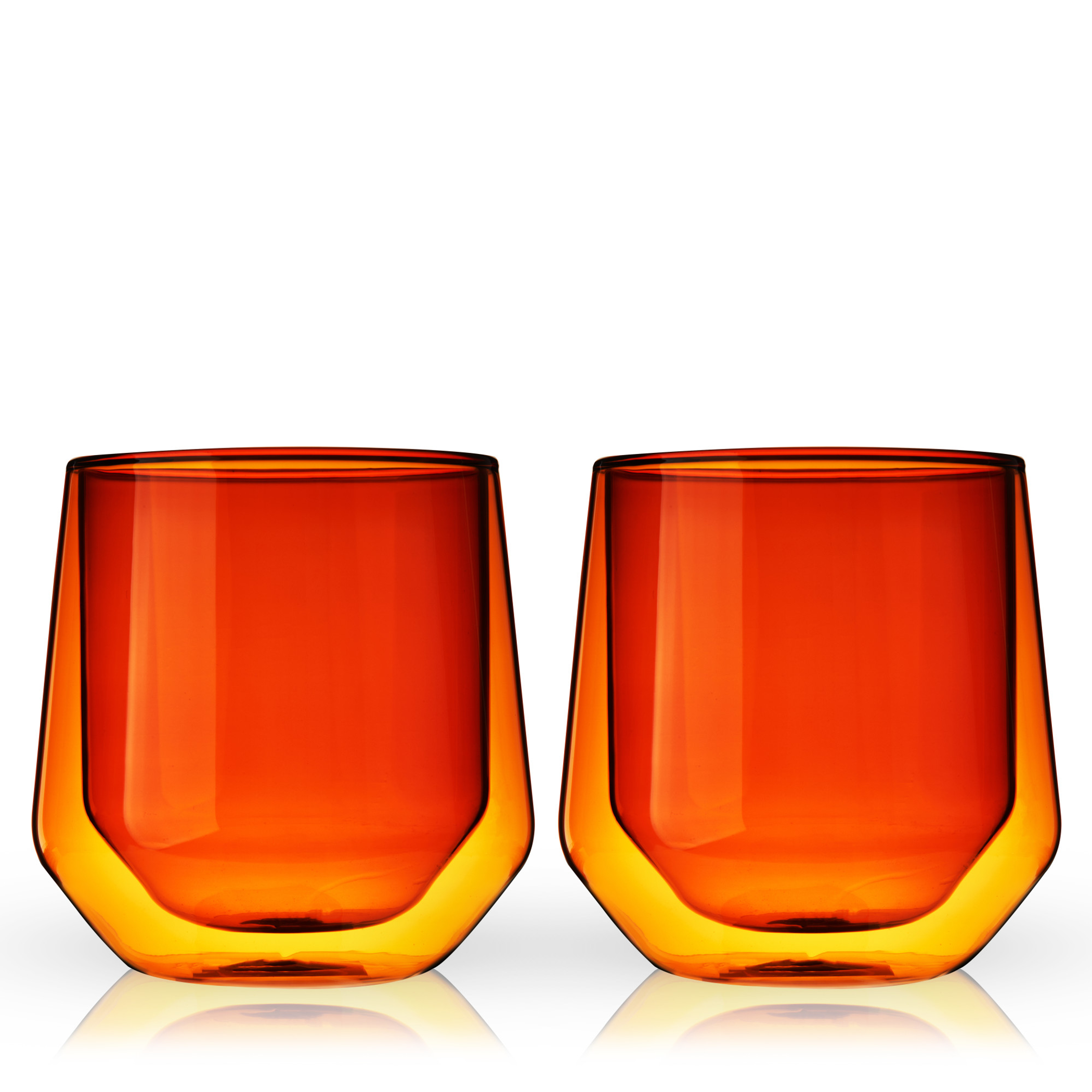 Double Walled Aurora Tumblers in Amber (set of 2) by Viski - Orange / 1 - Drinkware