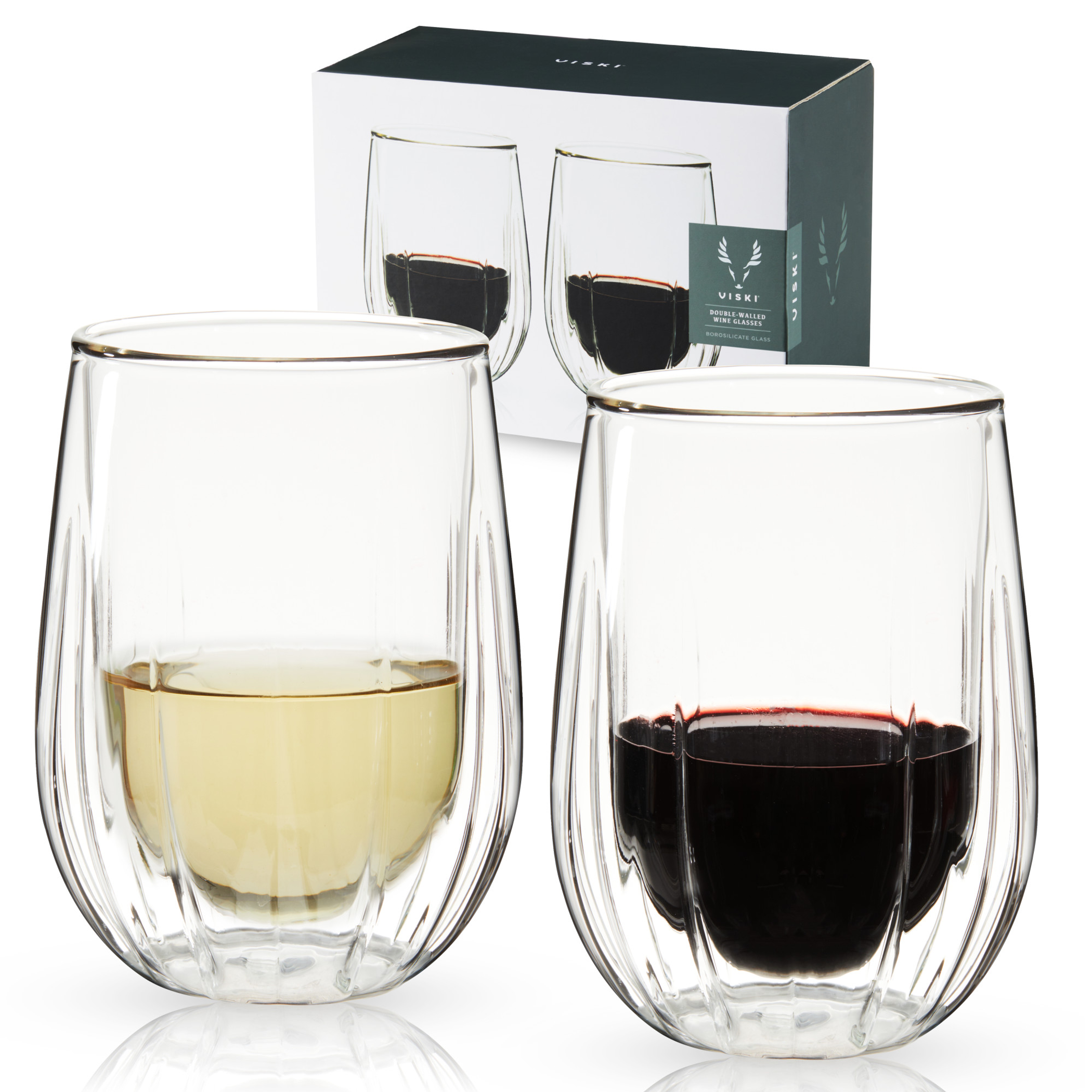 Double Walled Wine Glasses by Viski - Clear / 1 - Drinkware