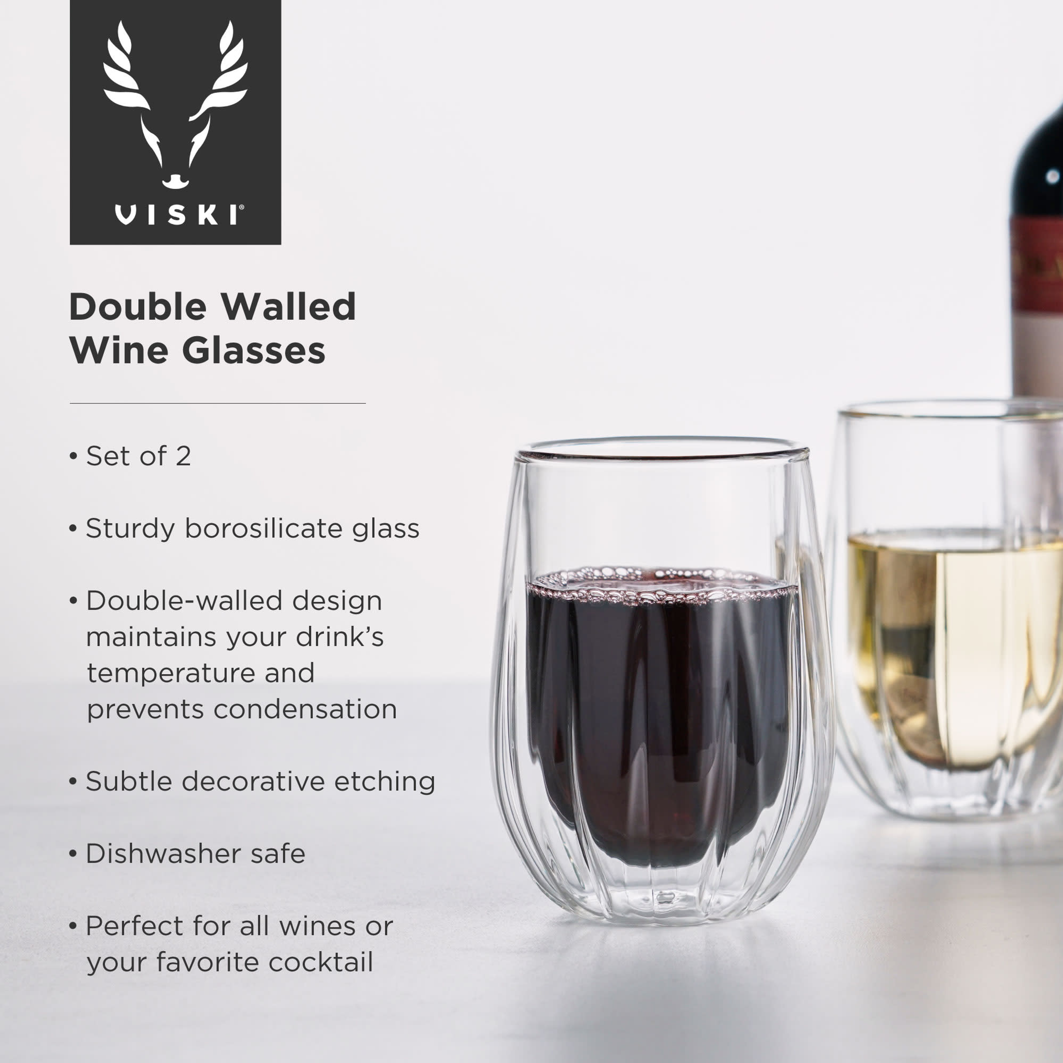 Double Walled Wine Glasses by Viski - Clear / 1 - Drinkware