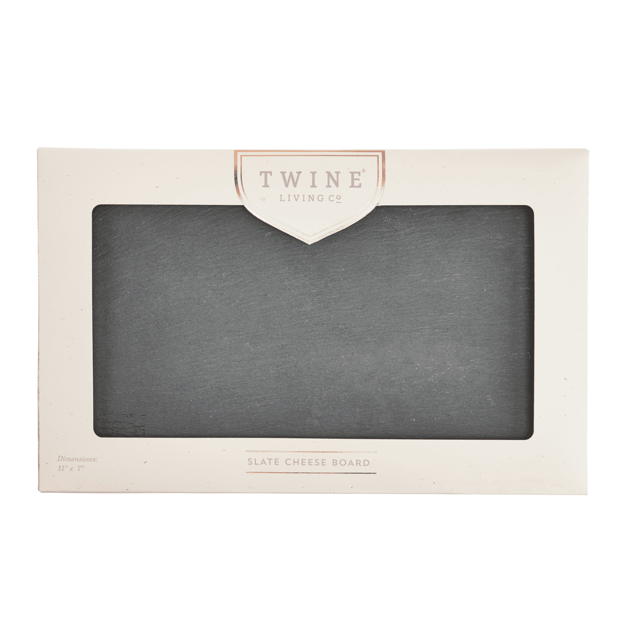 Slate cheese board in retail box with brand badge