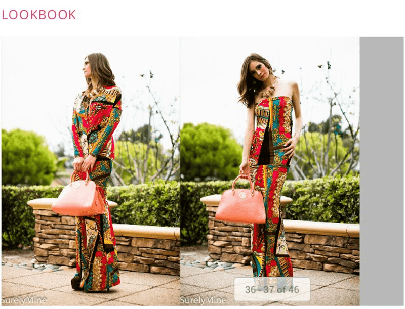 Peach top-handle handbag held by model, compact structured shape with gold-tone hardware.