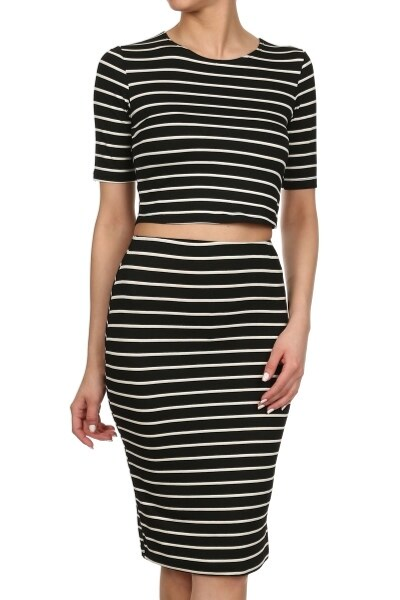 PinStripe It Set With Cropped Tee and Matching Skirt SurelyMine