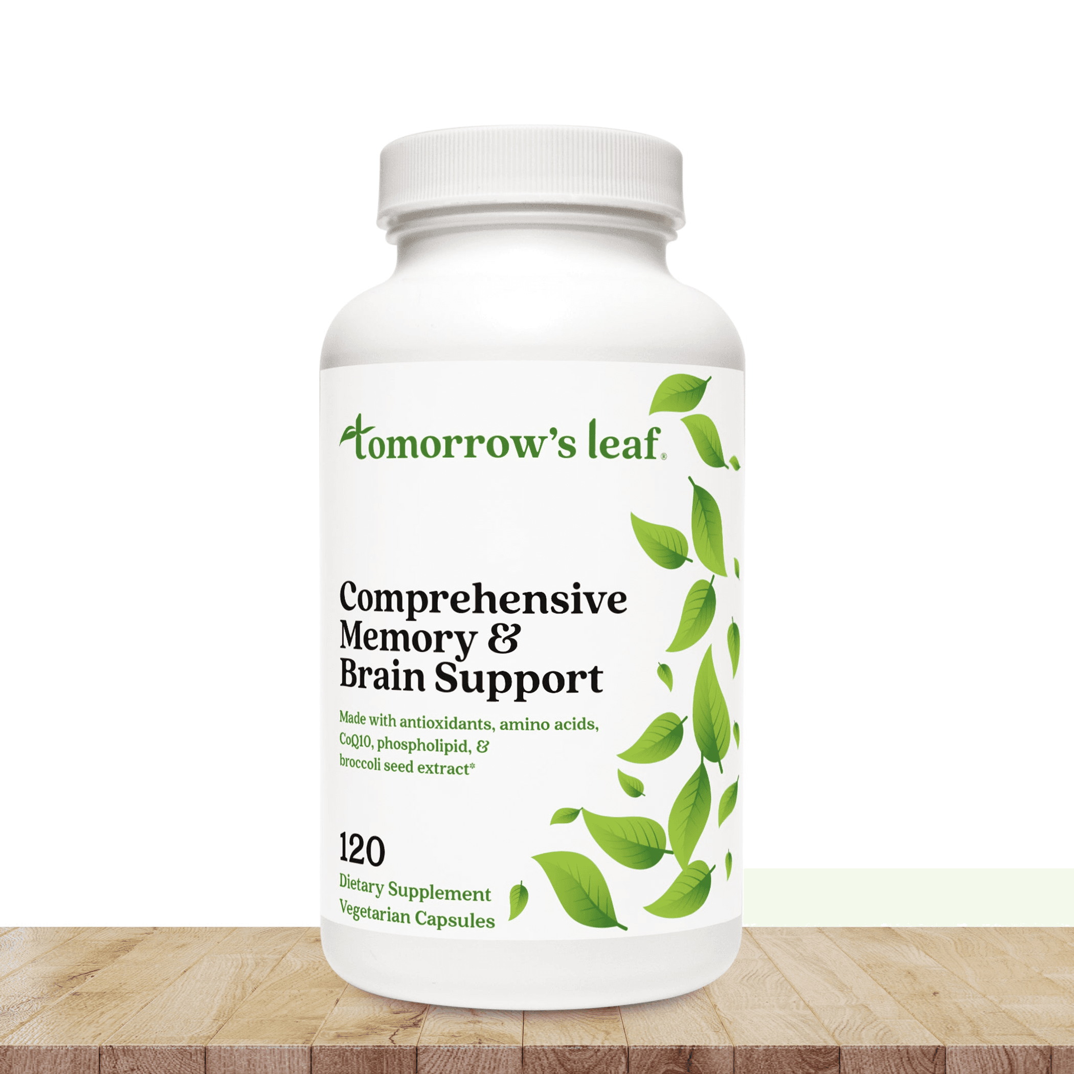 White supplement bottle for comprehensive memory & brain support, 120 vegetarian capsules