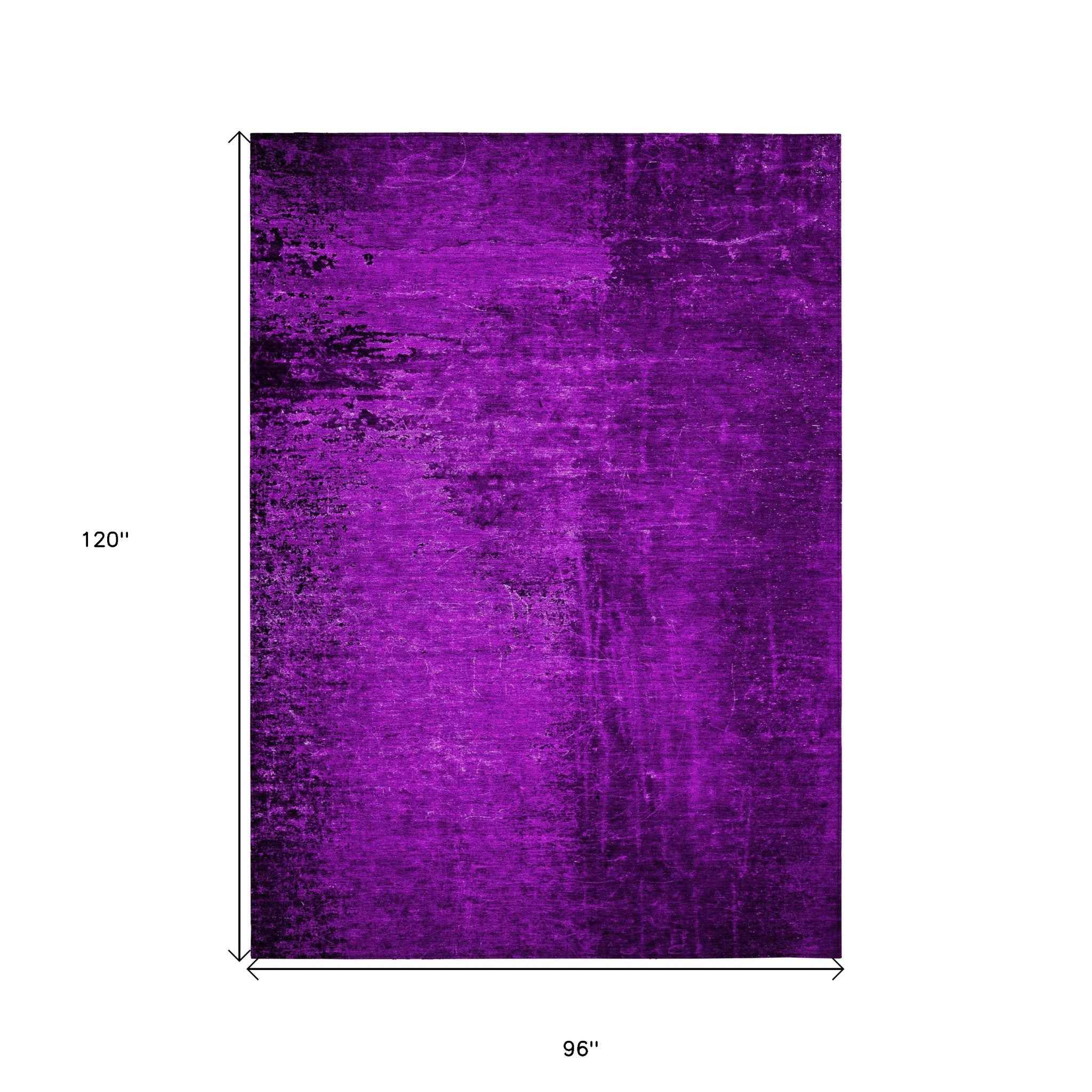 8' X 10' Purple Abstract Washable Non Skid Indoor Outdoor Area Rug