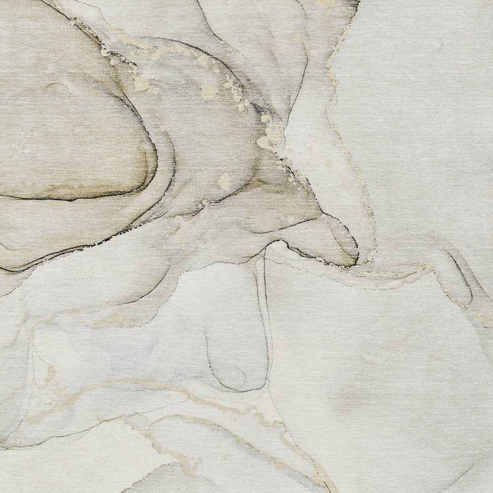 10' X 14' Beige And Ivory Abstract Washable Indoor Outdoor Area Rug