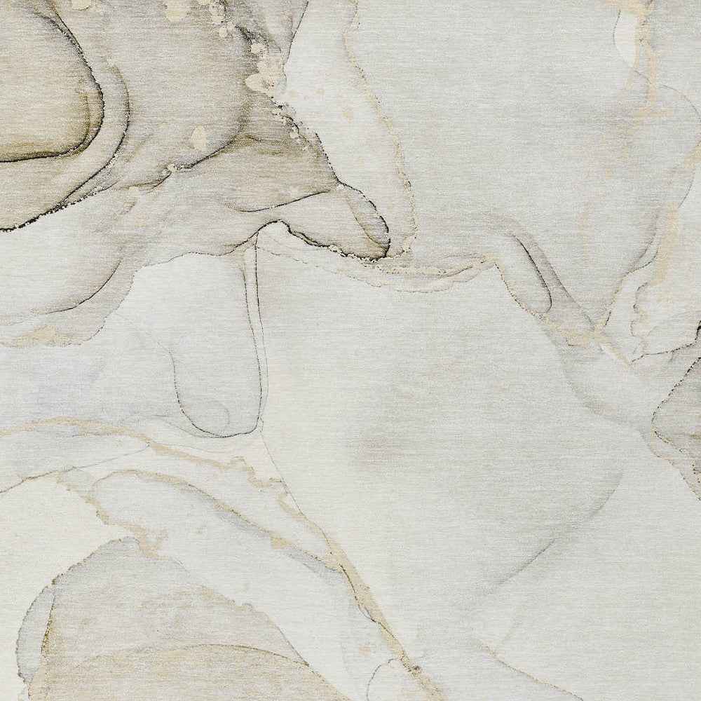 8' X 10' Beige and Ivory Abstract Washable Non Skid Indoor Outdoor Area Rug