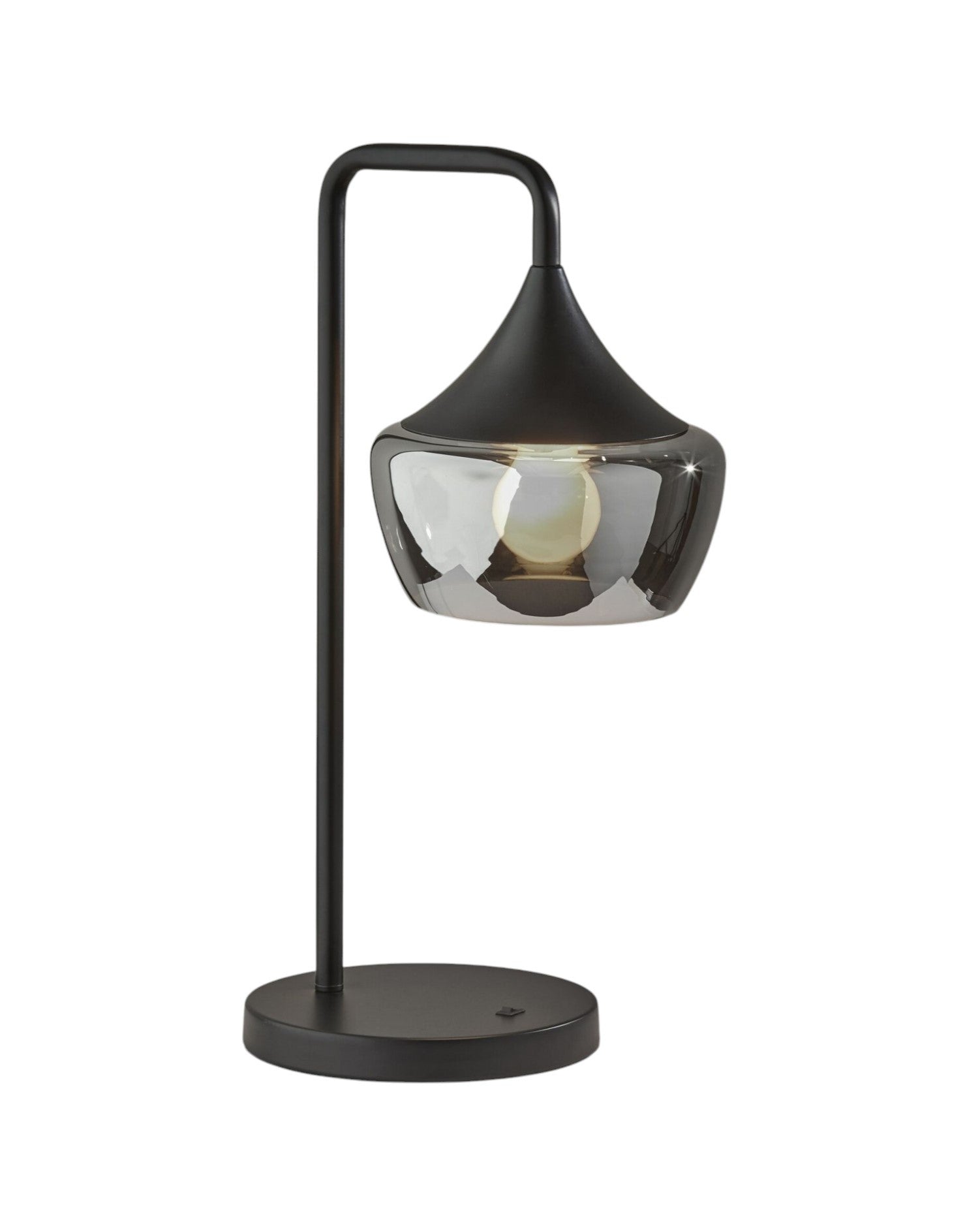 20" Black Metal Table Lamp With Black Metal And Smoked Glass Shade - Lighting
