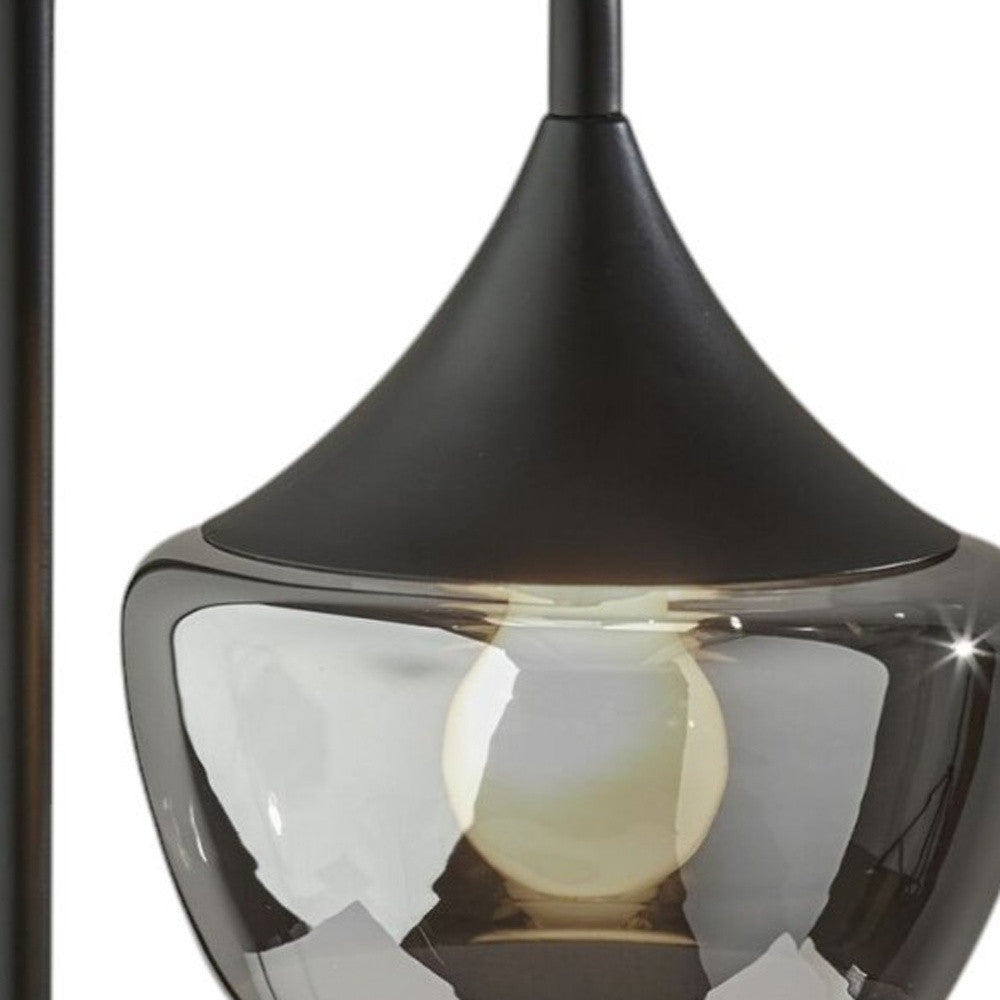 20" Black Metal Table Lamp With Black Metal And Smoked Glass Shade - Lighting
